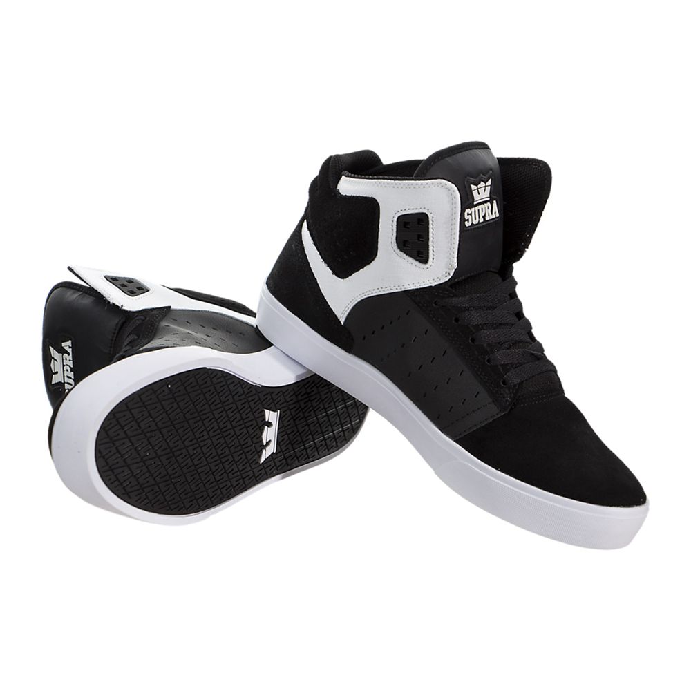 Chaussures de Skate Supra Atom Noir Blanche Black/White-White Homme | SOT-34349988